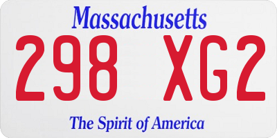 MA license plate 298XG2