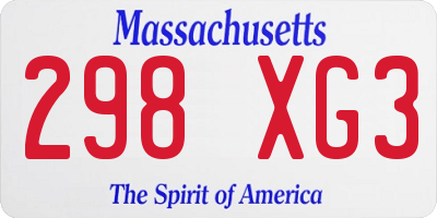 MA license plate 298XG3
