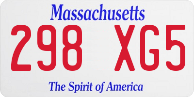 MA license plate 298XG5