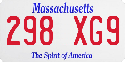 MA license plate 298XG9