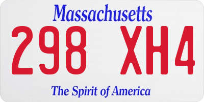 MA license plate 298XH4