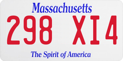 MA license plate 298XI4
