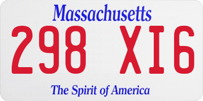 MA license plate 298XI6