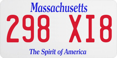 MA license plate 298XI8