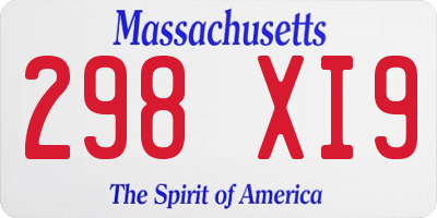 MA license plate 298XI9