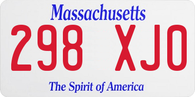 MA license plate 298XJ0