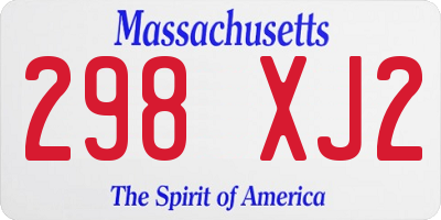 MA license plate 298XJ2