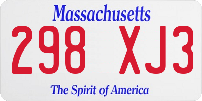 MA license plate 298XJ3