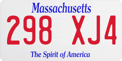 MA license plate 298XJ4