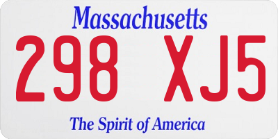 MA license plate 298XJ5