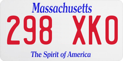MA license plate 298XK0