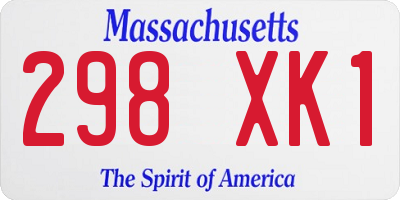 MA license plate 298XK1