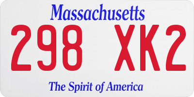 MA license plate 298XK2