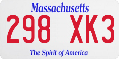 MA license plate 298XK3
