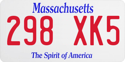 MA license plate 298XK5