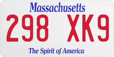 MA license plate 298XK9