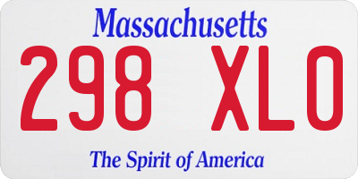 MA license plate 298XL0