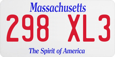 MA license plate 298XL3