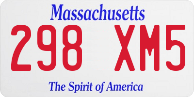 MA license plate 298XM5