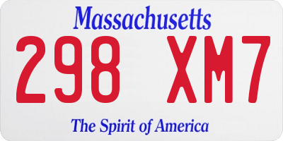 MA license plate 298XM7