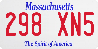 MA license plate 298XN5