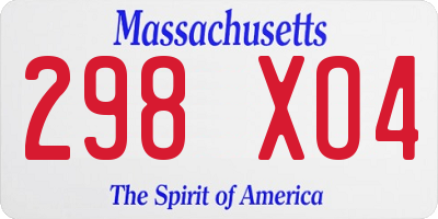 MA license plate 298XO4