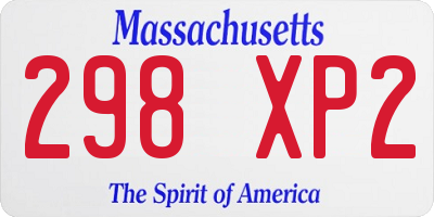 MA license plate 298XP2