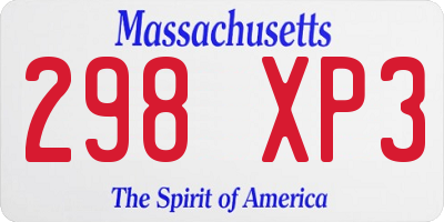 MA license plate 298XP3