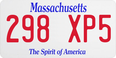 MA license plate 298XP5