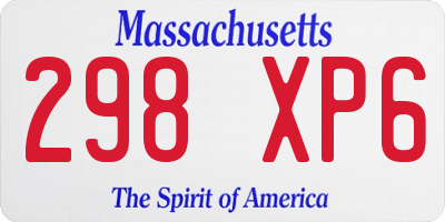 MA license plate 298XP6