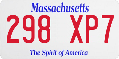 MA license plate 298XP7