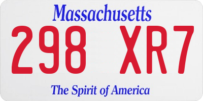 MA license plate 298XR7