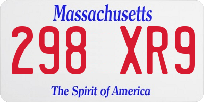MA license plate 298XR9