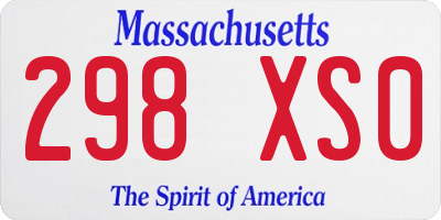 MA license plate 298XS0