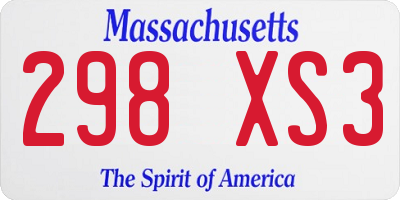 MA license plate 298XS3