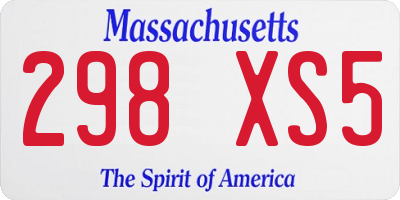 MA license plate 298XS5