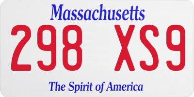 MA license plate 298XS9