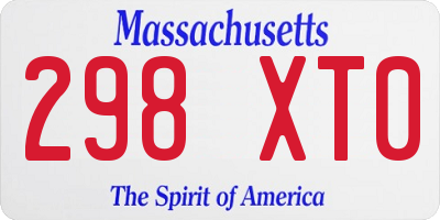 MA license plate 298XT0