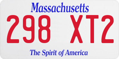 MA license plate 298XT2