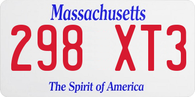 MA license plate 298XT3