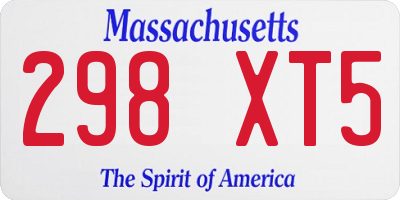 MA license plate 298XT5