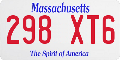 MA license plate 298XT6