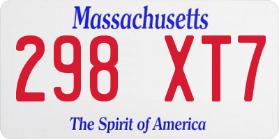 MA license plate 298XT7