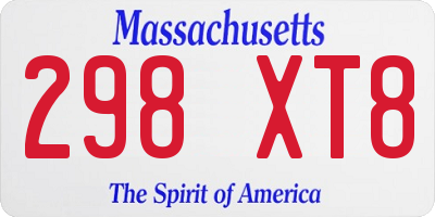 MA license plate 298XT8