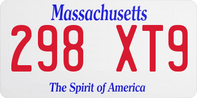 MA license plate 298XT9