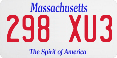 MA license plate 298XU3