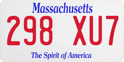 MA license plate 298XU7
