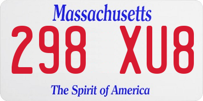 MA license plate 298XU8