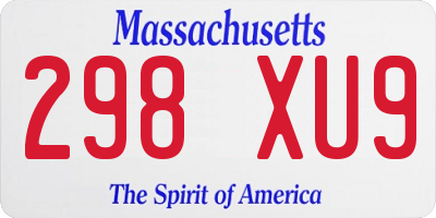 MA license plate 298XU9