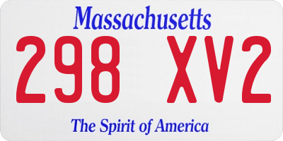 MA license plate 298XV2